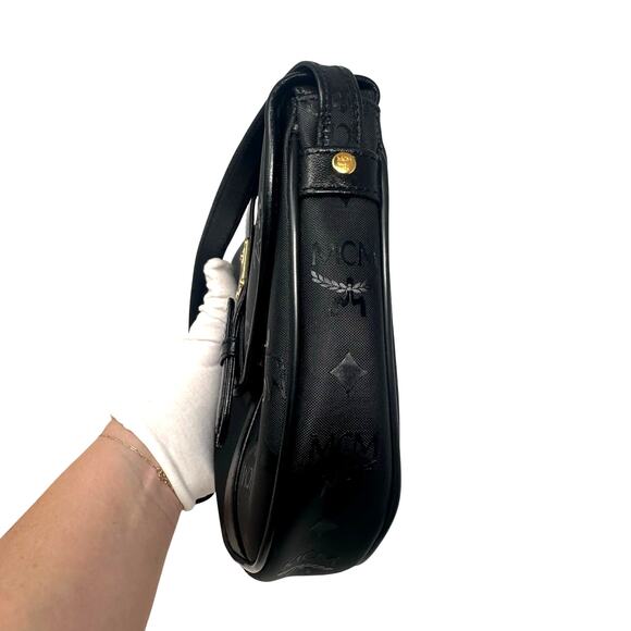 Vintage MCM Black Visettos Signature Crossbody Bag - Picture 4 of 9